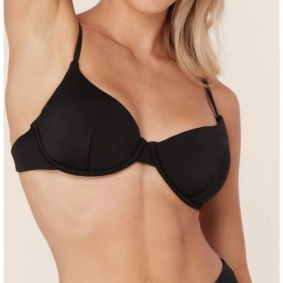Andie Other - Andie Swim The Bermuda Bikini Top Size Medium Black Style AT239